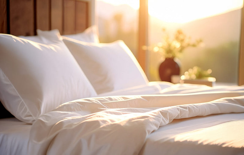 Morning Sun Rays Over Fresh Bed Linen